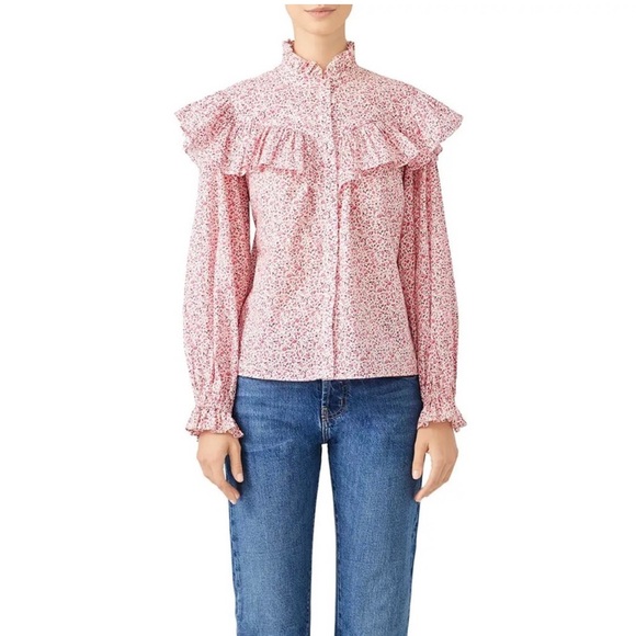 LoveShackFancy Erica Floral Ruffle Top, Women's‎ Size XS - Picture 3 of 8